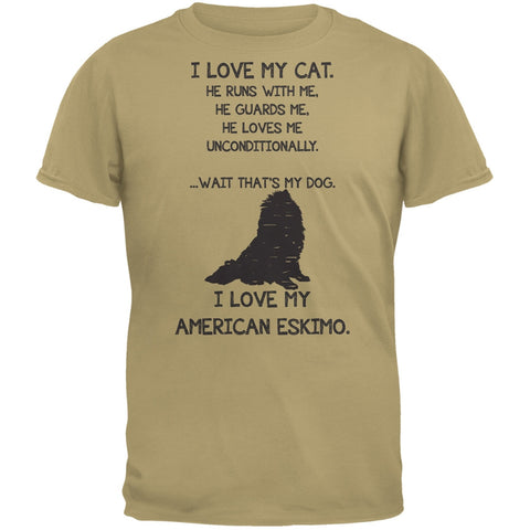 I Love My American Eskimo Boy Tan Adult T-Shirt