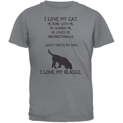 I Love My Beagle Boy Gravel Grey Adult T-Shirt