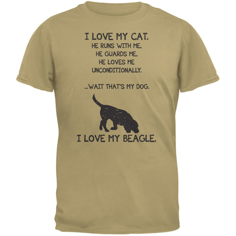 I Love My Beagle Boy Tan Adult T-Shirt