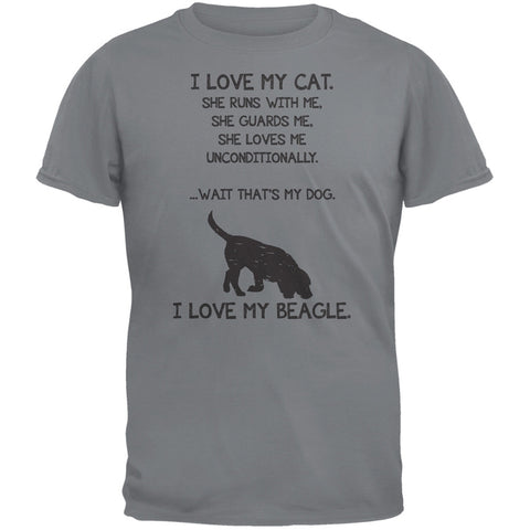 I Love My Beagle Girl Gravel Grey Adult T-Shirt