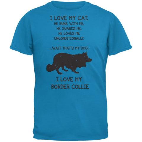 I Love My Border Collie Boy Sapphire Blue Adult T-Shirt