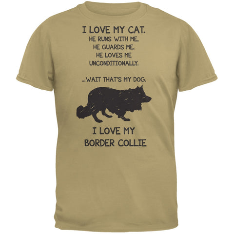I Love My Border Collie Boy Tan Adult T-Shirt