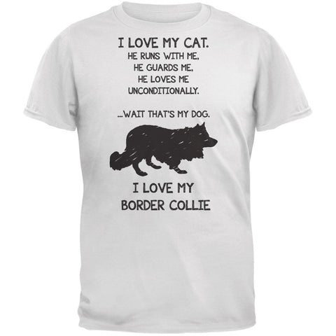 I Love My Border Collie Boy White Adult T-Shirt