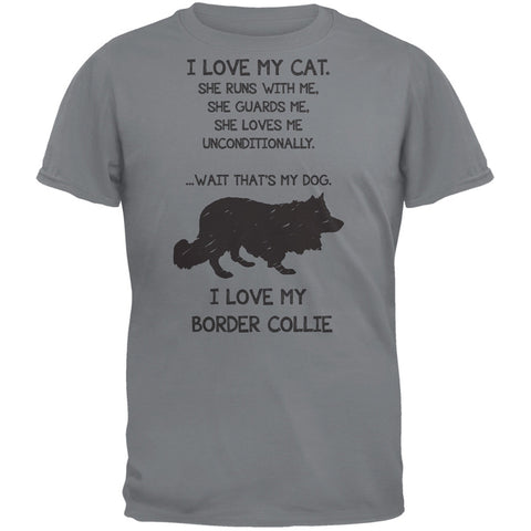 I Love My Border Collie Girl Gravel Grey Adult T-Shirt