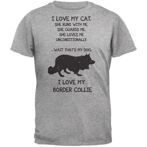 I Love My Border Collie Girl Heather Grey Adult T-Shirt