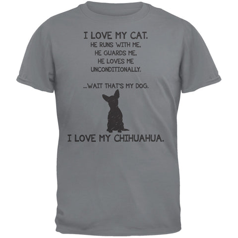 I Love My Chihuahua Boy Gravel Grey Adult T-Shirt