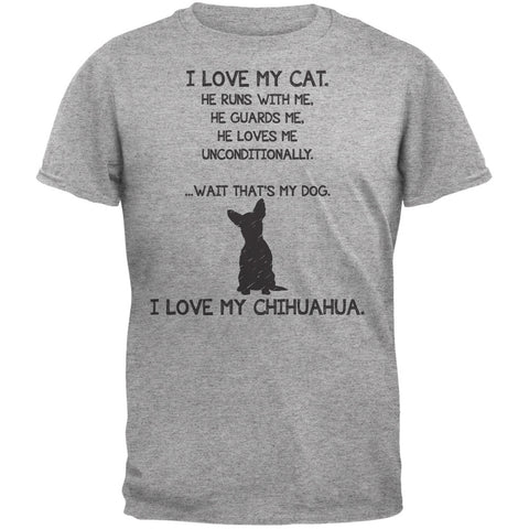 I Love My Chihuahua Boy Heather Grey Adult T-Shirt