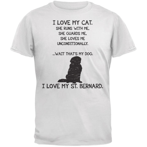 I Love my St. Bernard Girl White Adult T-Shirt