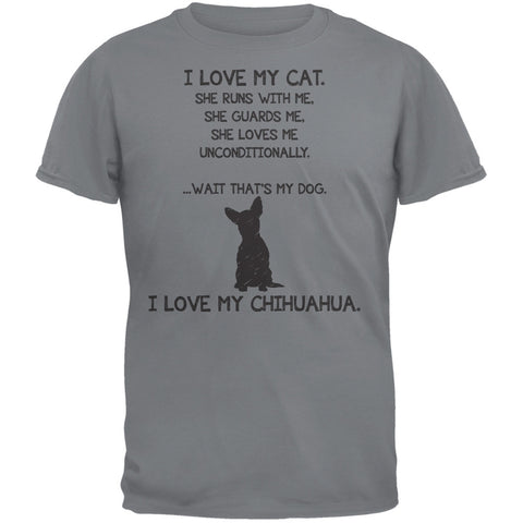 I Love My Chihuahua Girl Gravel Grey Adult T-Shirt