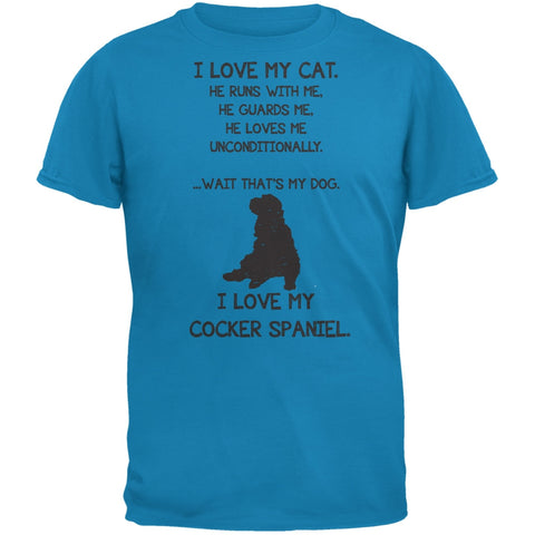 I Love My Cocker Spaniel Boy Sapphire Blue Adult T-Shirt