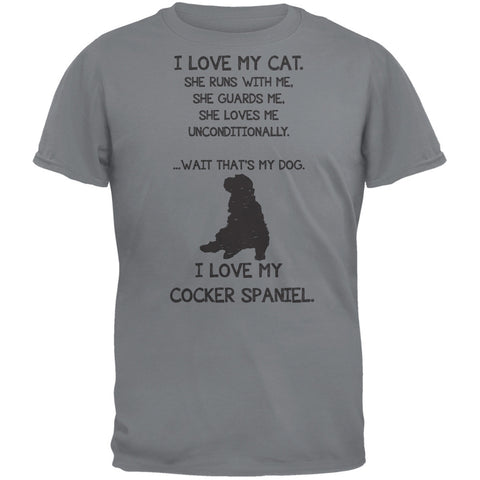 I Love My Cocker Spaniel Girl Gravel Grey Adult T-Shirt
