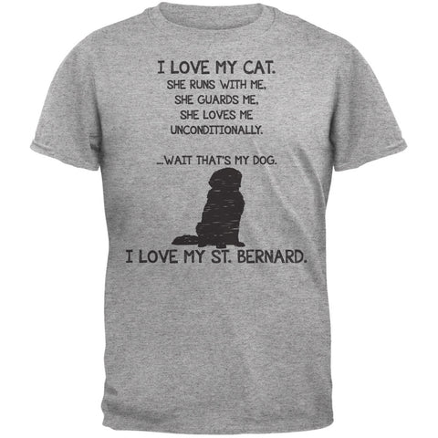 I Love my St. Bernard Girl Heather Grey Adult T-Shirt