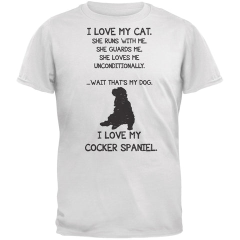 I Love My Cocker Spaniel Girl White Adult T-Shirt