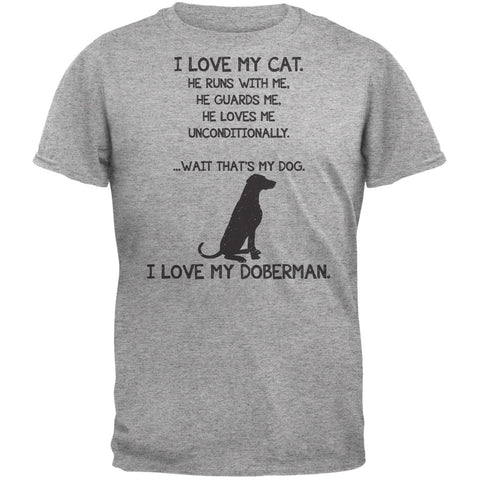 I Love My Doberman Boy Heather Grey Adult T-Shirt