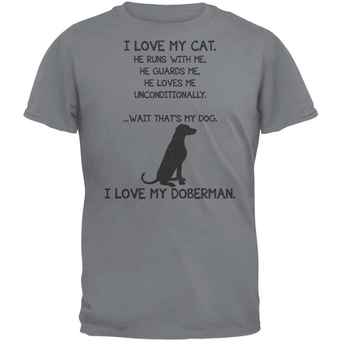 I Love My Doberman Boy Gravel Grey Adult T-Shirt