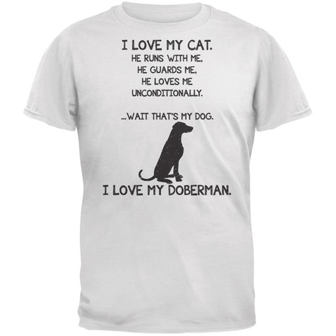 I Love My Doberman Boy White Adult T-Shirt