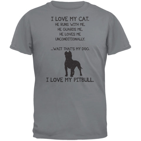 I Love My Pitbull Boy Gravel Grey Adult T-Shirt