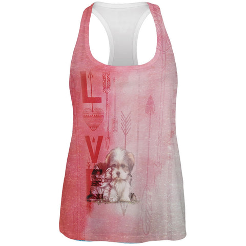 Valentines LOVE Kitten Puppy All Over Womens Racerback Tank Top