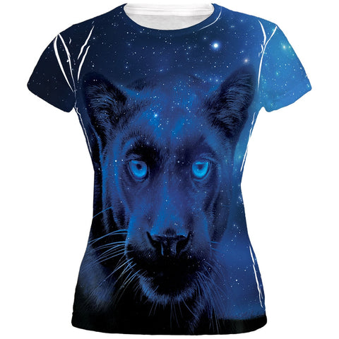 Black Leopard Night Sky All Over Womens T-Shirt