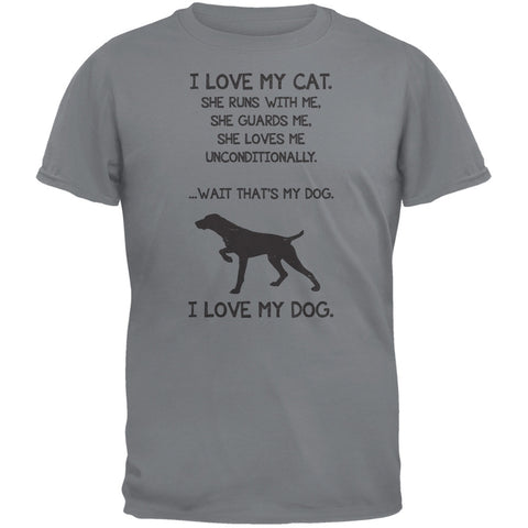 I Love My Dog Girl Gravel Grey Adult T-Shirt