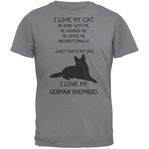 I Love My German Shepherd Boy Gravel Grey Adult T-Shirt