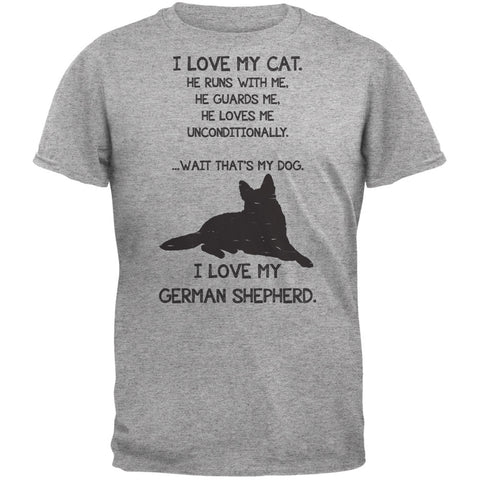 I Love My German Shepherd Boy Heather Grey Adult T-Shirt