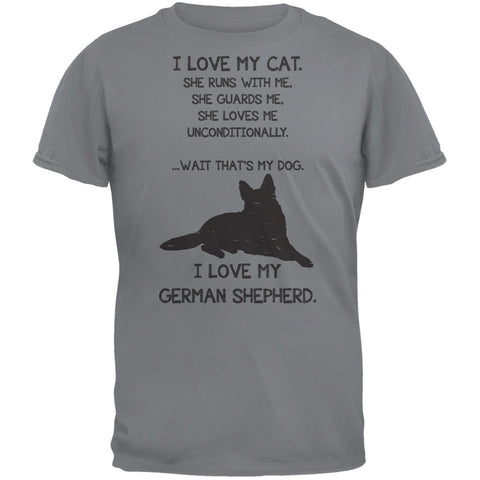 I Love My German Shepherd Girl Gravel Grey Adult T-Shirt
