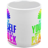 Always Be Yourself Peacock White All Over Coffee Mug Set Of 2