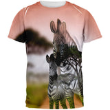 Zebra Savanna Double Exposure All Over Adult T-Shirt