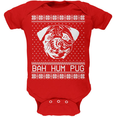 Christmas Bah Hum Pug Kelly Green Soft Baby One Piece