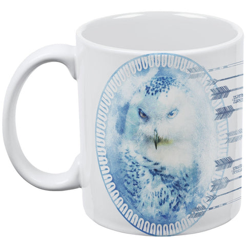 Dream Catcher Snow Owl Moon White All Over Coffee Mug