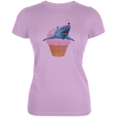Ice Cream Cone Shark Lilac Juniors Soft T-Shirt