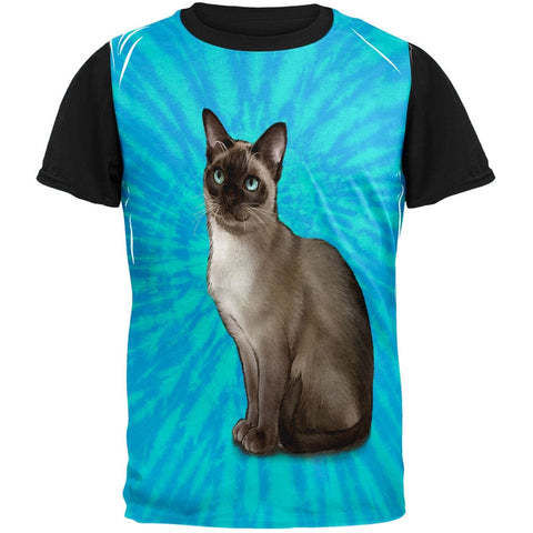 Blue Eyed Cat Adult Black Back T-Shirt