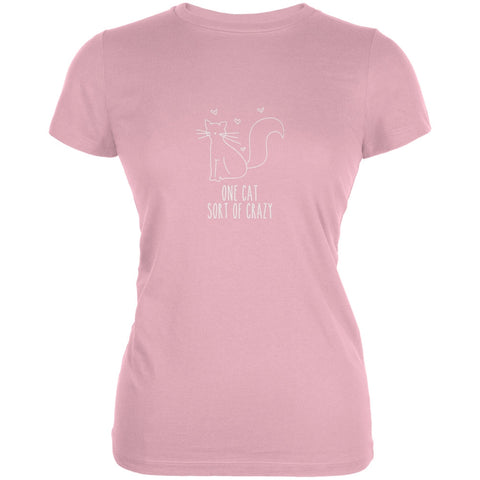 One Cat Crazy Pink Juniors Soft T-Shirt