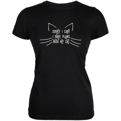 Sorry I Can't Cat Black Juniors Soft T-Shirt