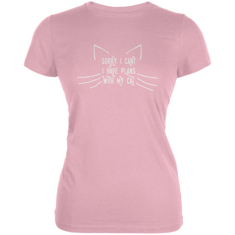 Sorry I Can't Cat Pink Juniors Soft T-Shirt