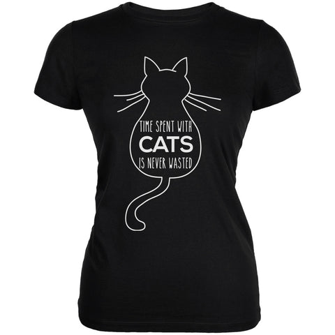 Time Spent With Cats Black Juniors Soft T-Shirt