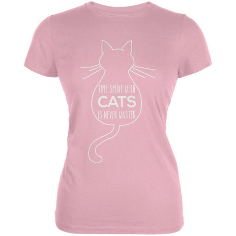 Time Spent With Cats Pink Juniors Soft T-Shirt