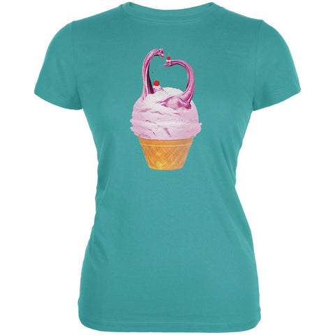 Ice Cream Cone Brachiosaurus Sea Blue Juniors Soft T-Shirt