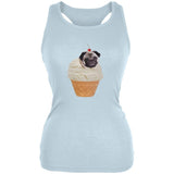 Ice Cream Cone Pug Pale Blue Juniors Soft Tank Top