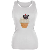 Ice Cream Cone Pug Pale Blue Juniors Soft Tank Top