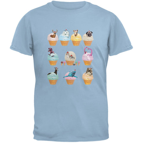 Ice Cream Cone Animals Light Blue Youth T-Shirt