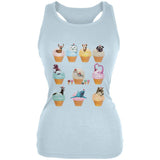 Ice Cream Cone Animals Pale Blue Juniors Soft Tank Top