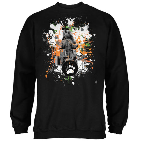 Bear Drummer Splatter Black Adult Sweatshirt