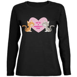 Valentines We're a Purrrfect Pair Black Womens Long Sleeve T-Shirt