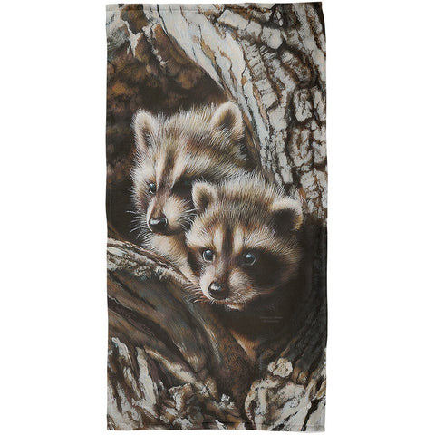 Baby Raccoons Tight Fit All Over Beach Towel