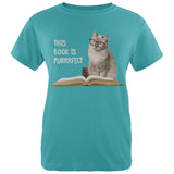 Cat This Book is Purrrfect White Womens T-Shirt