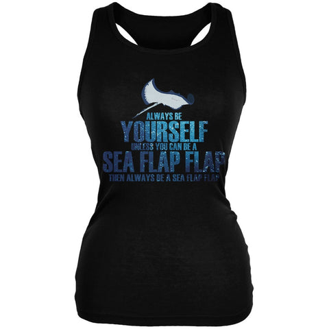 Always Be Yourself Sea Flap Flap Black Juniors Soft Tank Top