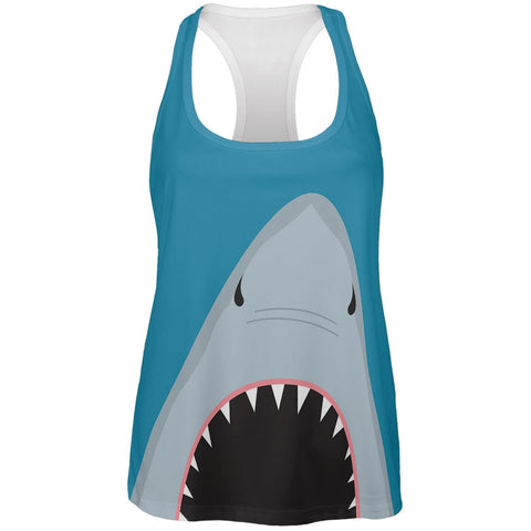 Summer Shark Attack Teeth All Over Womens Racerback Tank Top