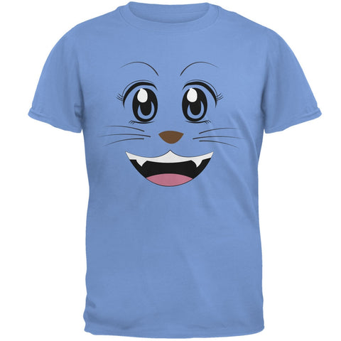 Anime Cat Face Neko Carolina Blue Adult T-Shirt